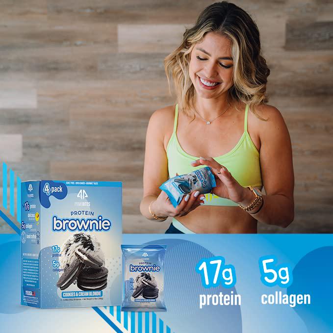 Prime Bites Protein Brownie from AP Sports Regimen | 16-17g Protein | 5g Collagen | Delicious Guilt-Free Snack | 12 bars per box (Variety Pack, 12 count)