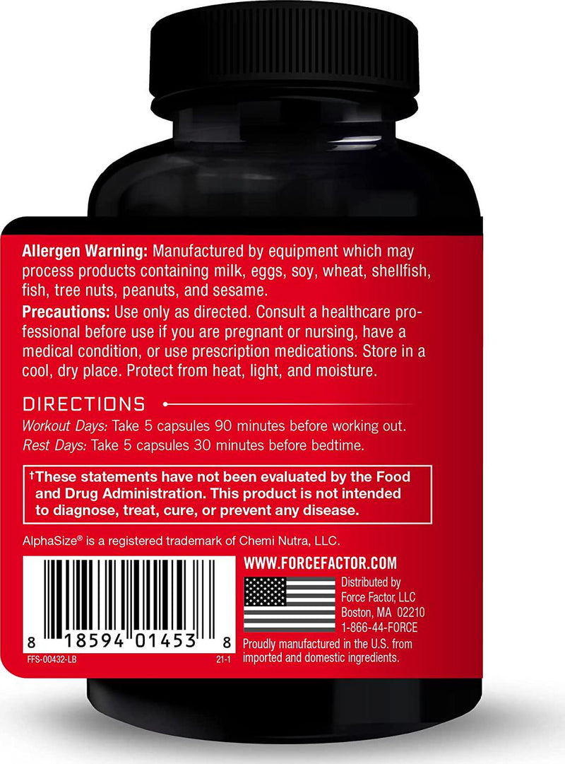 Prime HGH Secretion Activator, HGH Supplement for Men with Clinically Studied AlphaSize to Help Trigger HGH Production, Increase Workout Force, and Improve Performance, Force Factor, 75 Capsules