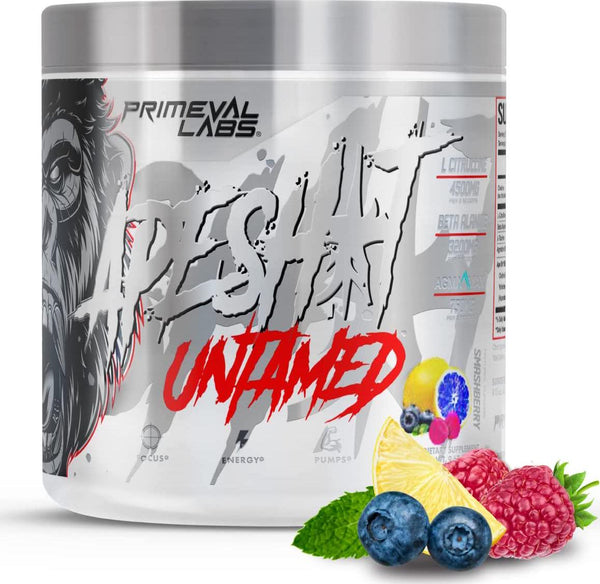 Primeval Labs Ape Untamed Pre Workout Energy Drink Powder | Max Support For Pumps and Focus | Nitric Oxide Production Preworkout Energy with L-Citrulline, Beta Alanine, Smashberry 40 Servings
