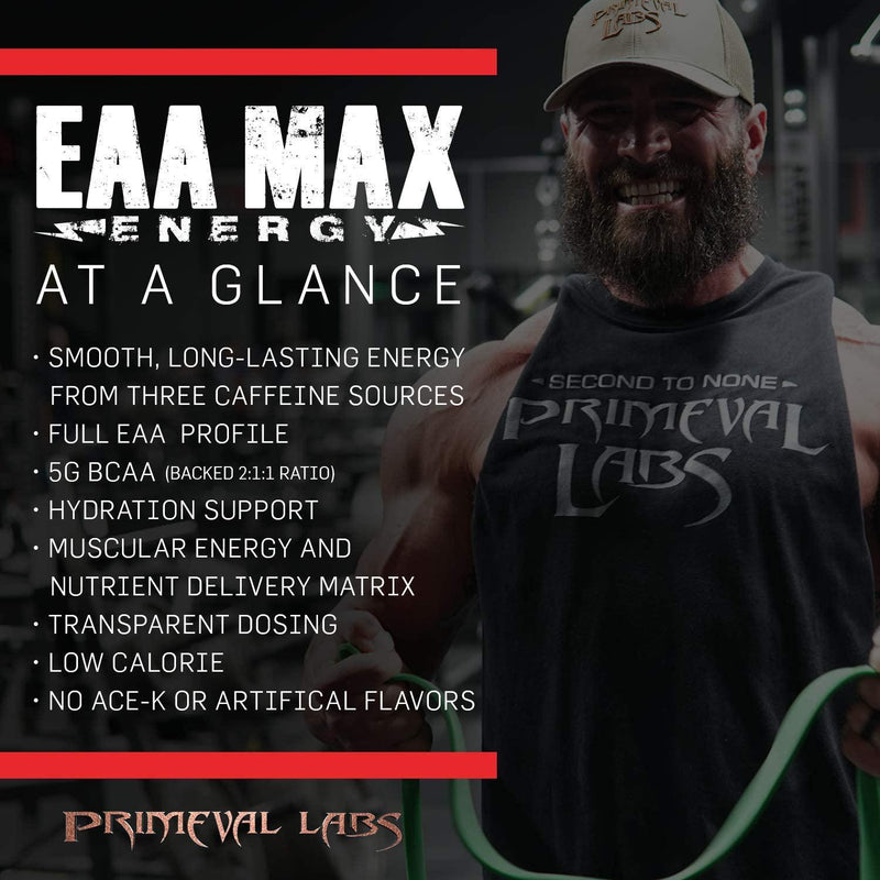 Primeval Labs EAA Max Energy, Muscle Energy and Nutrient Delivery, Enhances Muscle Protein Synthesis, Boosts Performance, Improves Focus, Supports Energy Production, Pink Lemonade, 30 Servings