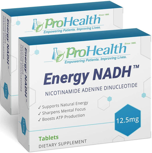 ProHealth Energy NADH 2-Pack (12.5 mg, 30 Tablets Each) Boost Energy, Mental Clarity, Alertness and Concentration | Unique Cellulose Matrix Coating for Enhanced Absorption | Gluten Free | Dairy Free