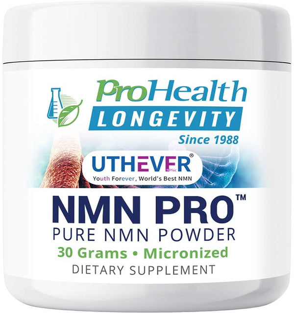 ProHealth Longevity Micronized NMN Pro Powder - Uthever Brand - World s Most Trusted, Ultra-Pure, stabilized, Pharmaceutical Grade NMN to Boost NAD+, Used in Human Clinical Research Trials (30 Grams)