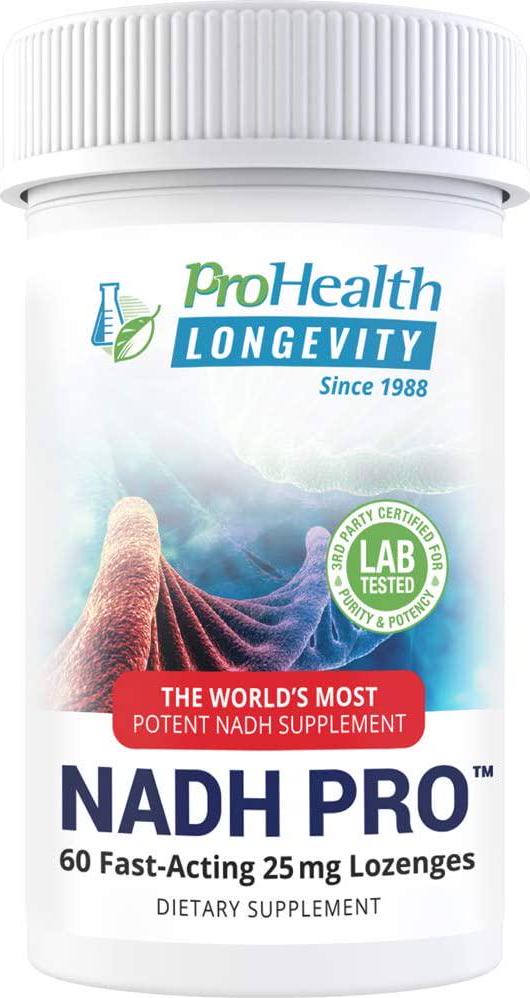 ProHealth NADH Pro (25 mg, 60 Fast-Acting lozenges) Boost Energy, Memory and Focus | Mood Support | Antioxidant | ATP Production