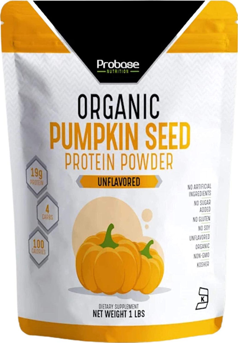 Probase Nutrition Organic Pumpkin Seed Protein Powder, Plant Based, Vegan, Unflavored, Unsweetened, No Added Sugar, Gluten and Soy Free, Paleo and Keto Friendly, 1 lb