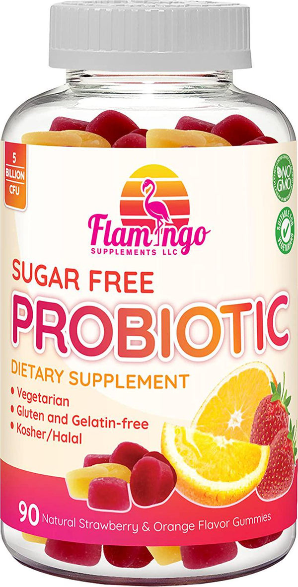 Probiotic Gummies Sugar Free - 5 Billion CFU, Non GMO, Vegetarian (NO Gelatin or Gluten) and Kosher. Probiotics for Women, Kids, and Men. Digestive and Immune Health | 90 Count