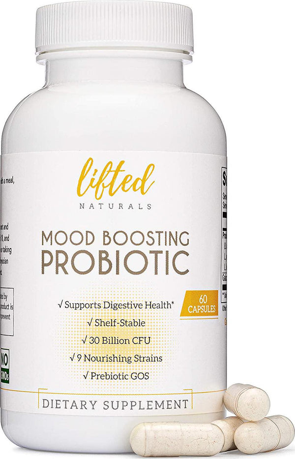 Probiotic - Mood Boosting Probiotic - Anxiety Formula w/ GOS Prebiotic - Probiotics for Gut Health - Digestive + Immune Blend - Prebiotics for Mental Support