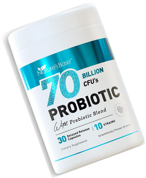 Probiotics 70 Billion CFU - Probiotics for Women, Probiotics for Men and Adults, Natural; Probiotic Supplement with Prebiotics, Acidophilus Probiotic, 30 Delayed Release Capsules