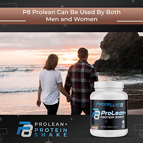 Proceller8 ProLean+ Shake Tub High Protein Shake, Non-GMO and Gluten-Free, Meal Replacement Shake for Post Workout, Supports Lean Muscle Development, (Chocolate Flavor) 19oz Tub