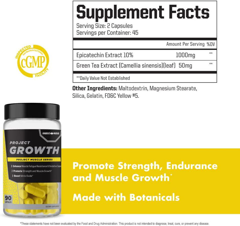 Project Growth by Anabolic Warfare - Strength, Supports Muscle Growth, Promotes Recovery, Boost Nitric Oxide, Made with Botanicals*