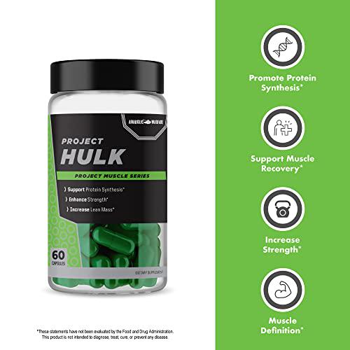 Project Hulk by Anabolic Warfare - 500mg Turkesterone, 5mg BioPerine Black Pepper Fruit Extract (60 Capsulse)