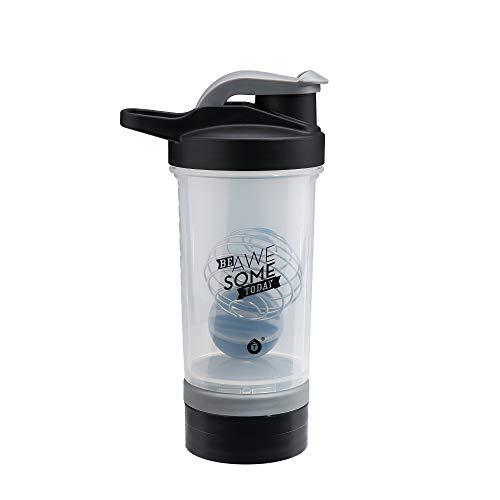 Protein Shaker Water Bottle with Mixing Ball BPA Free Nutrition Shakes Smoothies Fitness, 16-ounce