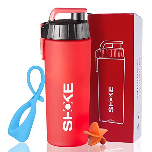 Protein Shakers Cup Small Mouth Lid for Pre Workout, 28-Ounce Matt Food Grade Tritan for Protein Mixes Easy Carry Dishwasher Safe Workout Shaker Bottle for Women Suitable for Gym Sport-Matt Black Red