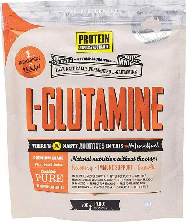 Protein Supplies Australia Pure L-Glutamine Powder 500 g, Pure, 500 g