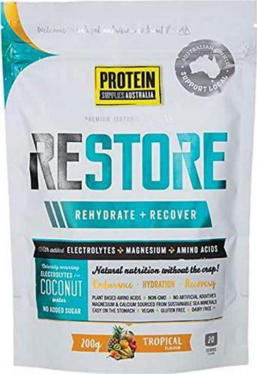 Protein Supplies Australia Restore Hydration Recovery Powder, Tropical 200 g, Tropical, 200 g