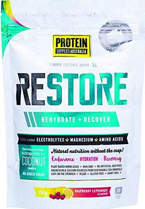 Protein Supplies Australia Restore Hydration Recovery Powder, Raspberry Lemonade 200 g, Raspberry Lemonade, 200 g