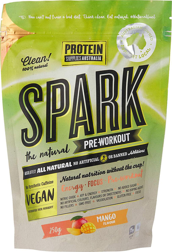 Protein Supplies Australia Spark All Natural Pre-Workout Powder Mango, 250 grams