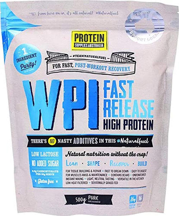 Protein Supplies Australia Pure Whey Protein Isolate Powder 500 g , , Pure 500 grams