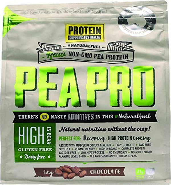 Protein Supplies Australia PeaPro Raw Pea Protein Powder, Chocolate 1 kg,, Chocolate 1 kilograms