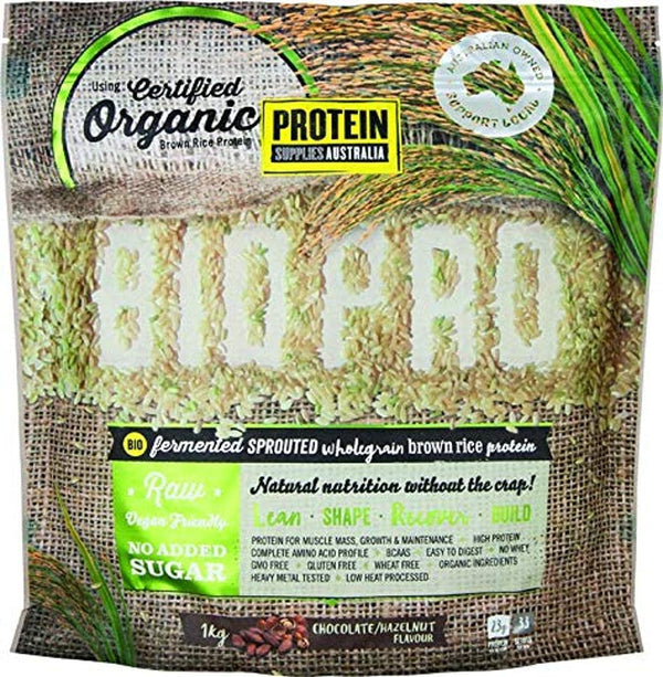 Protein Supplies Australia BioPro Sprouted Brown Rice Powder, Chocolate and Hazelnut 1 kg , , Chocolate and Hazelnut 1 kilograms