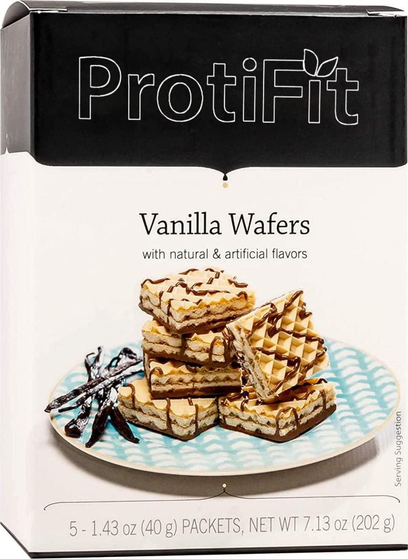 Proti Fit High Protein Wafer Bar - Vanilla (5 Servings/Box) - Trans Fat Free, Aspartame Free, Cholesterol Free