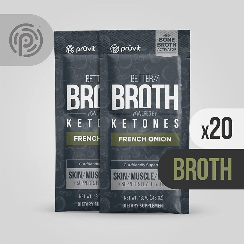 Pruvit Better Broth French Onion for Joint Support, Muscle Recovery and for Enhancing The Appearance of Skin and Hair - 20 Count