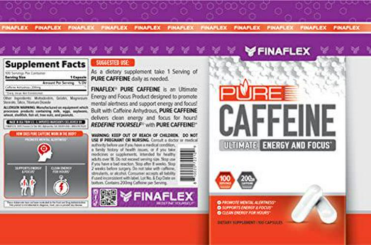 Pure Caffeine Ultimate Energy and Focus 200mg of Caffeine Per Capsule (100 Capsules)