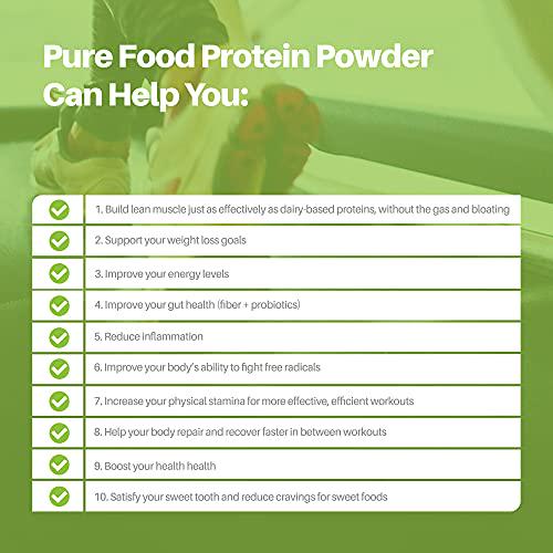 Pure Food: Plant Based Protein Powder with Probiotics | Organic, Clean, All Natural, Vegan, Vegetarian, Whole Superfood Nutritional Supplement with No Additives | Vanilla 2-Pack