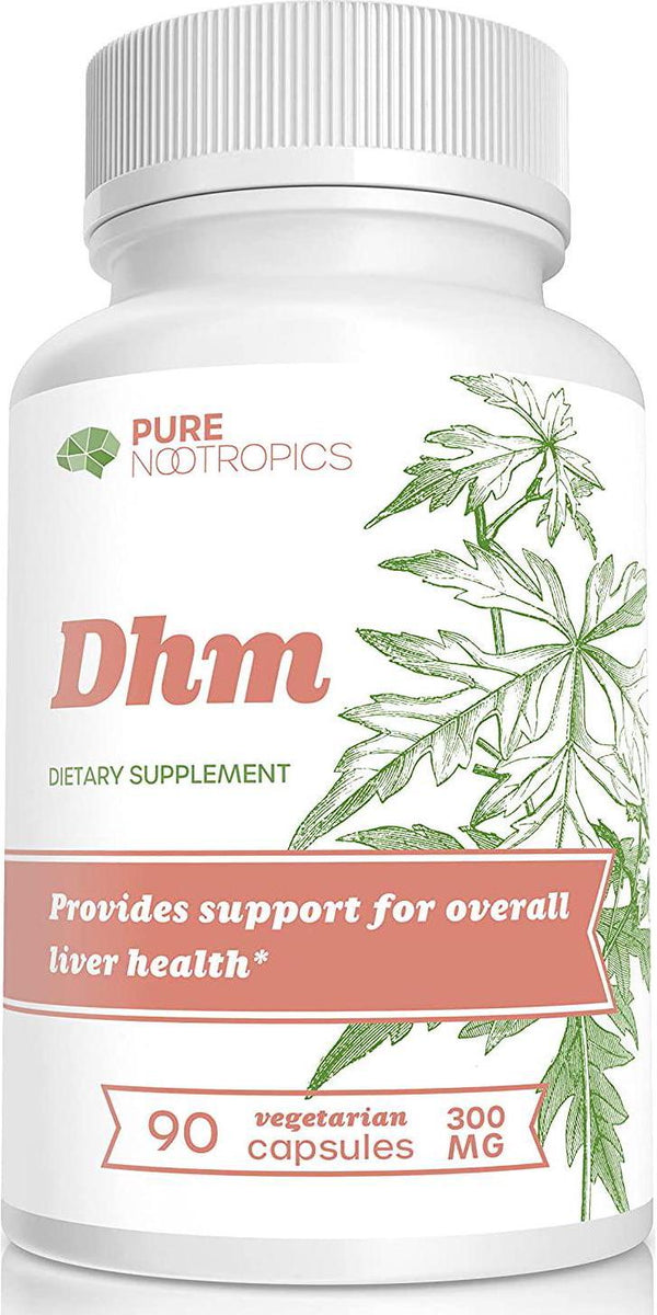Pure Nootropics Dihydromyricetin (DHM) 300 mg Capsules | Hovenia Dulcis Extract | 90 Veg Cap Value Pack | Support Liver Health | After Alcohol Support | Party Smart