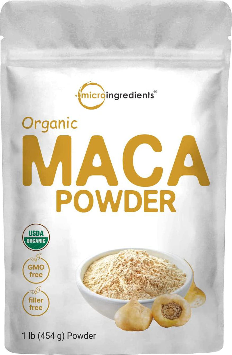 Pure Organic Maca Powder, 1 Pound, Gelatinized for Better Absorption, Rich in Antioxidants, Help Energy, Stamina, Endurance, Strength and Immune System, No GMOs, Vegan Friendly and Peru Origin