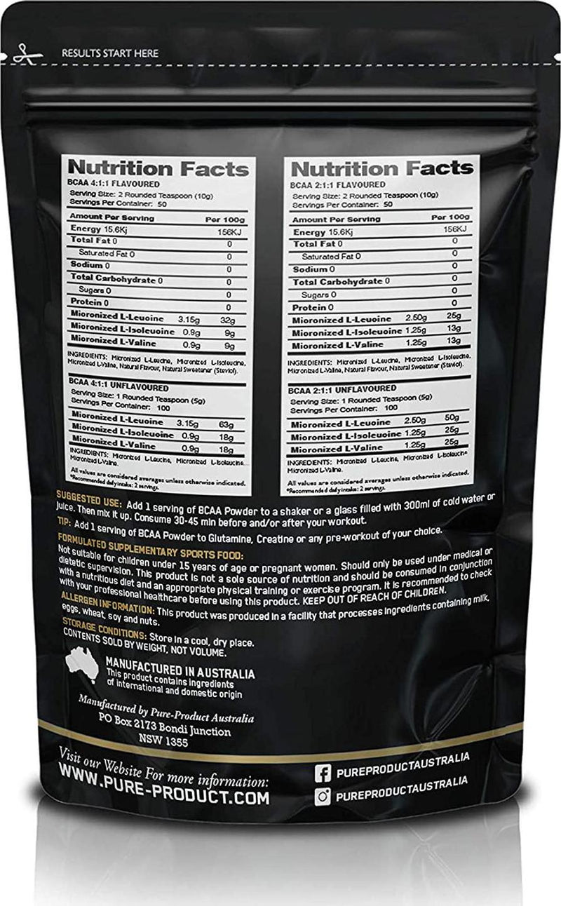 Pure Product Australia BCAA 4: 1: 1 Powder, Watermalon 500 grams