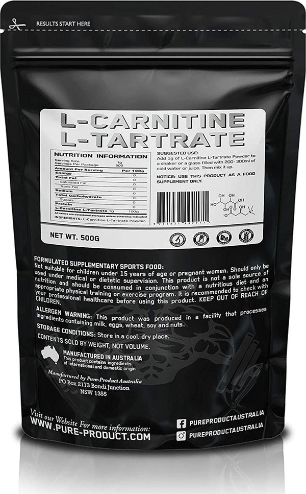 Pure Product Australia L-Carnitine L-Tartrate Powder, 500 grams