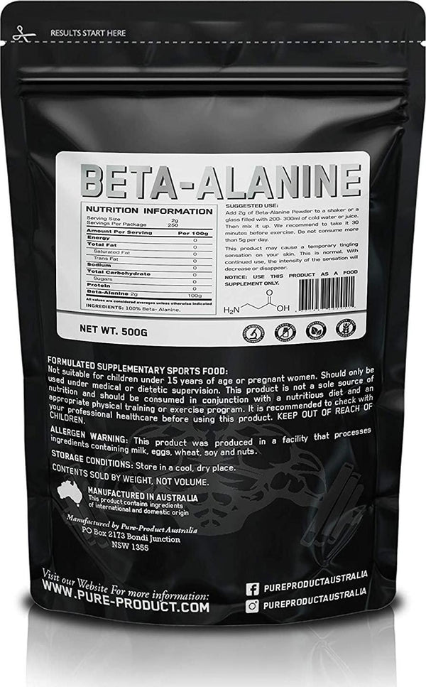 Pure Product Australia Beta Alanine Powder, 500 grams