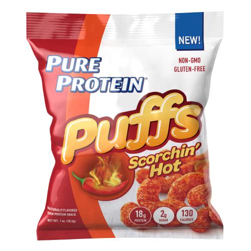 Pure Protein Puffs, Scorchin' Hot, Protein Snack, 1 Count (Pack of 2)