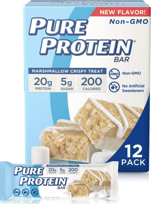Pure Protein Pure Protein Bars, Nutritious Snacks To Support Energy, Marshmallow Crispy Treat, 6 count, pack of 2