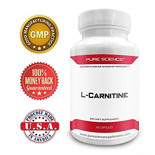 Pure Science L-Carnitine (L-Tartrate) 500mg - Supports Cellular Energy and Cognition - 60 Capsules