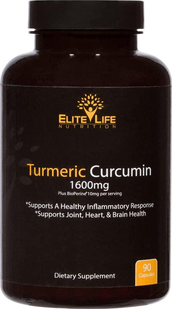Pure Turmeric Curcumin 1600mg with Bioperine 10mg and 95% Curcuminoids - Maximum Strength and Absorption - Best Turmeric Root Extract for Men and Women - Supports Heart and Joint Health - 90 Capsules