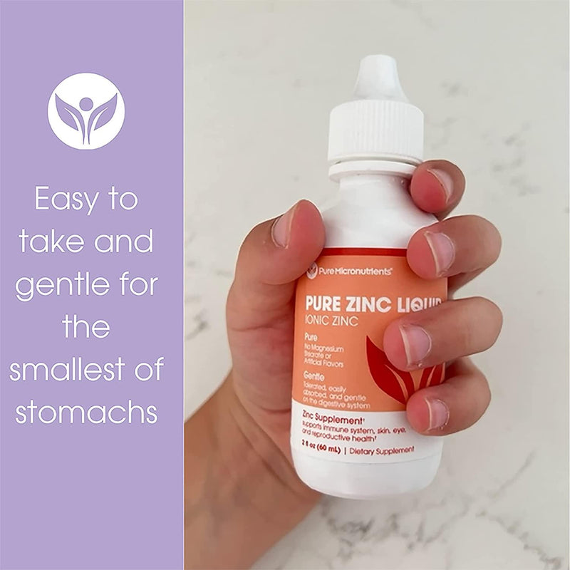 Pure Zinc Liquid Drops – Ionic Zinc 2 Oz (60 ml) Ideal Zinc Supplement for Immune Support and Energy - for Kids, Men and Women – Pure Micronutrients