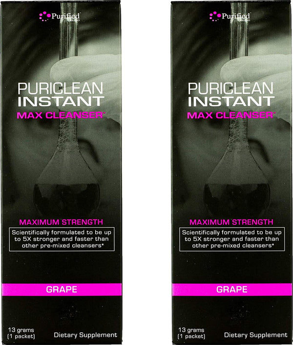 Puriclean Instant MAX Cleanser- Maximum Strength- 13grams of Cleanser-5X Stronger and Faster Than Other Pre-Mixed cleansers(Great Tasting- Grape)-2Pack