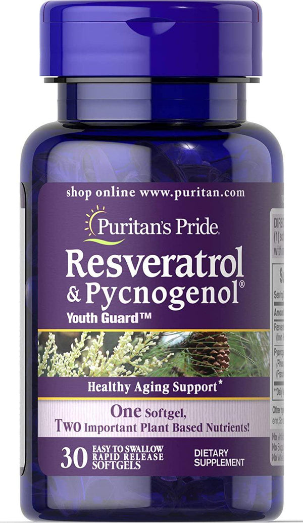 Puritan&#039;s Pride Resveratrol 100 mg and Pycnogenol 30 mg-30 Softgels