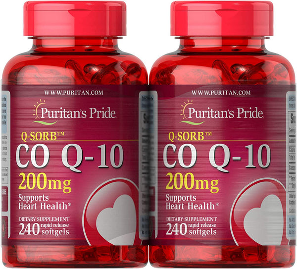 Puritan&#039;s Pride QSORB CoQ10 200 mg, Supports Heart Health (2 Pack of 240 softgels) 240 Count