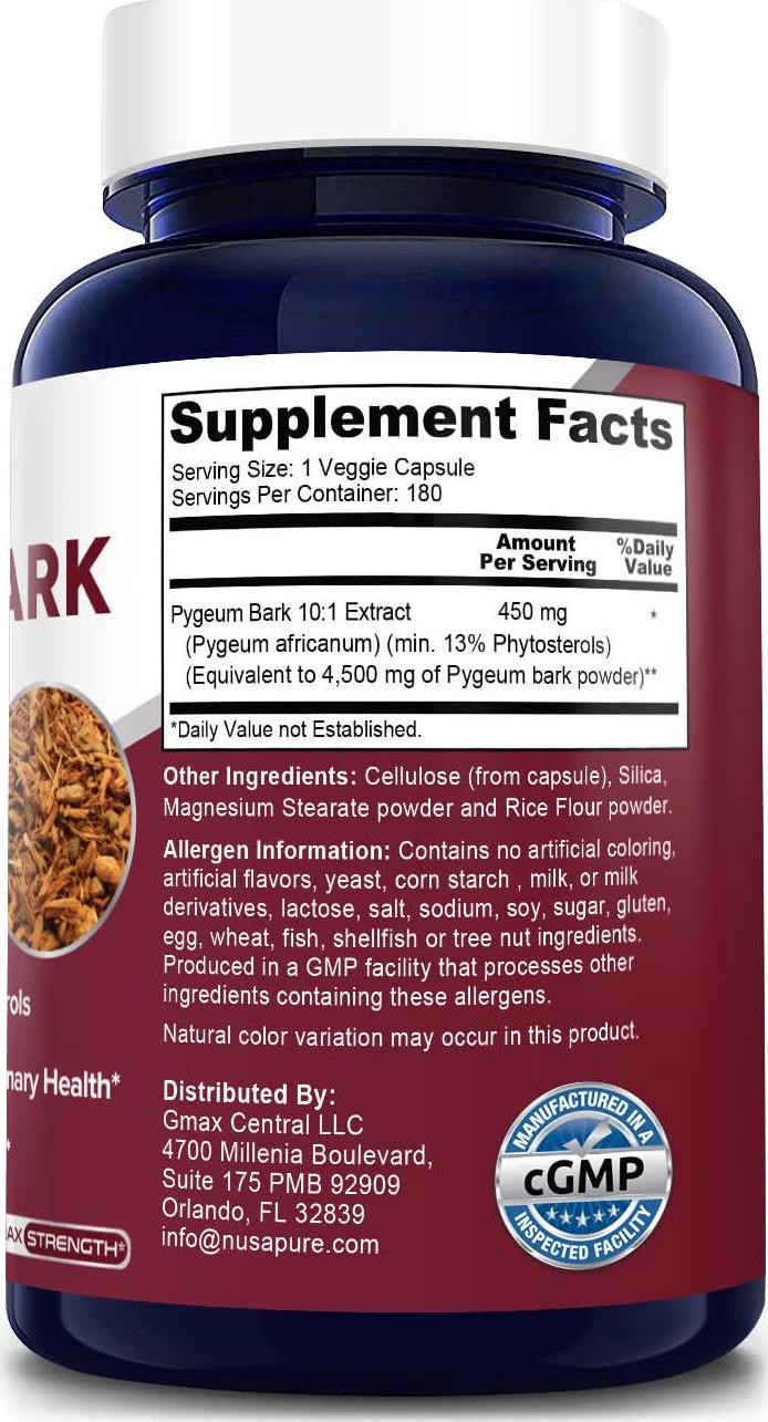 Pygeum Bark 1350mg 200 caps (Non-GMO and Gluten Free) Supports Urinary and Prostate Health in Men - Reduces Inflammation