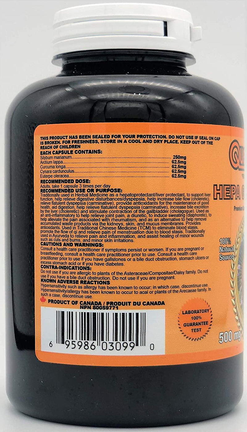 QualityLab Hepa Gold Forte Milk Thistle Liver Support Blend 500 mg 200 Capsules (Made in Canada)