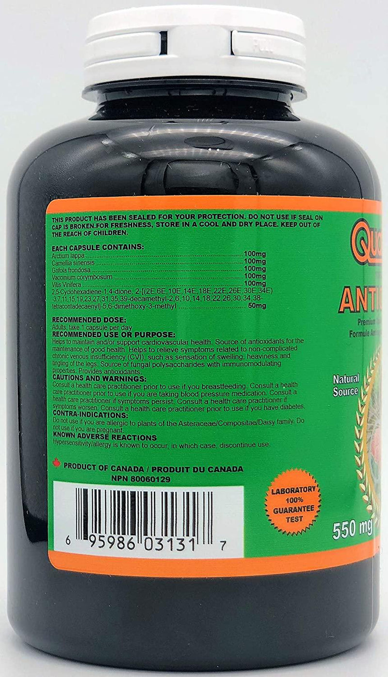 Qualitylab Antioxy Q10 Antioxidant 550 mg 200 Capsules (Made in Canada)