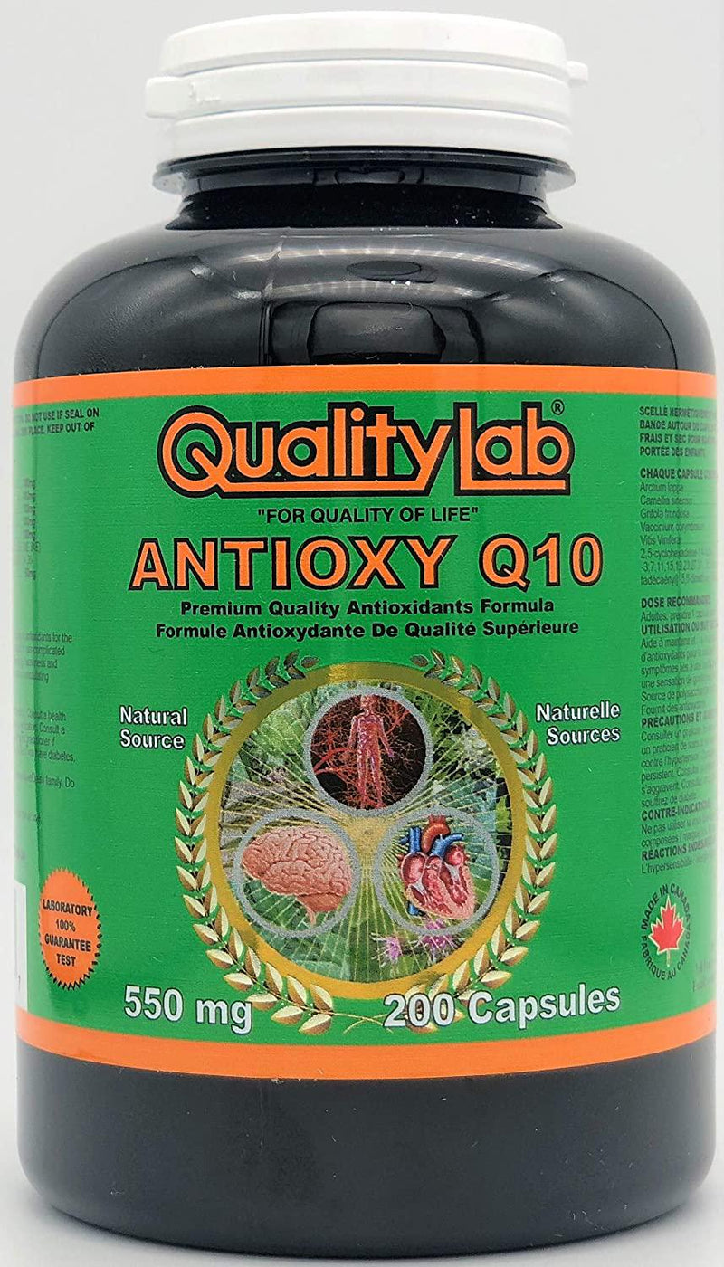 Qualitylab Antioxy Q10 Antioxidant 550 mg 200 Capsules (Made in Canada)