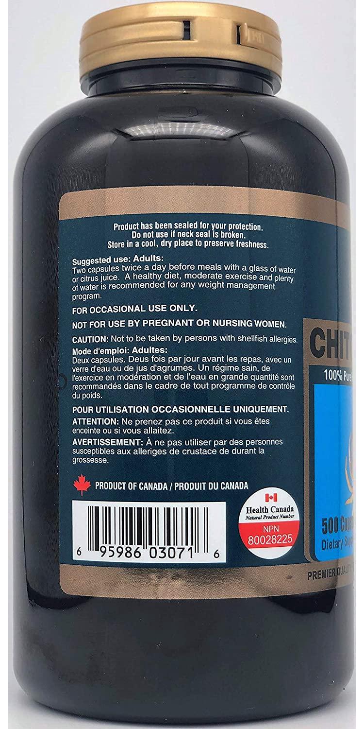 Qualitylab Chitosan - Gold 500 mg 500 Capsules (Made in Canada)