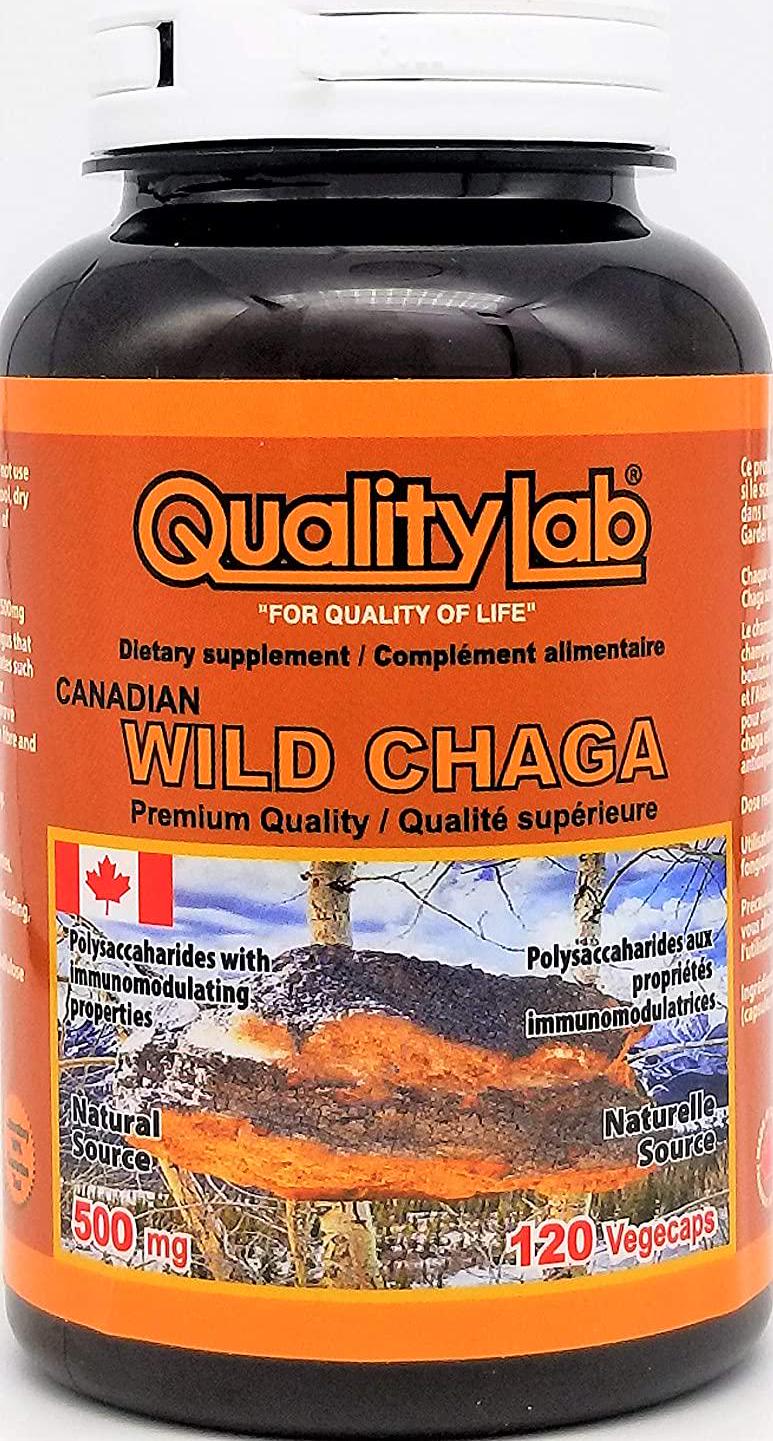 Qualitylab Wild Chaga 500 mg 120 vegecaps (Made in Canada)