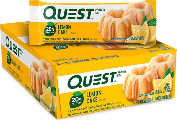 Quest Nutrition Lemon Cake Protein Bar - High Protein, Low Carb, Gluten Free, Keto Friendly, 12 Count