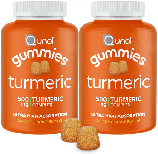 Qunol Turmeric Curcumin Gummies, 500 mg, Delicious Gummy Supplements, Helps Support an Active Lifestyle, 60 ct (2 Pack)