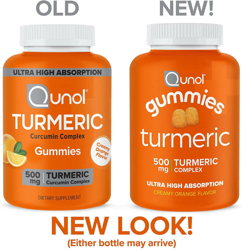 Qunol Turmeric Curcumin Gummies, 500 mg, Delicious Gummy Supplements, Helps Support an Active Lifestyle, 60 ct (2 Pack)