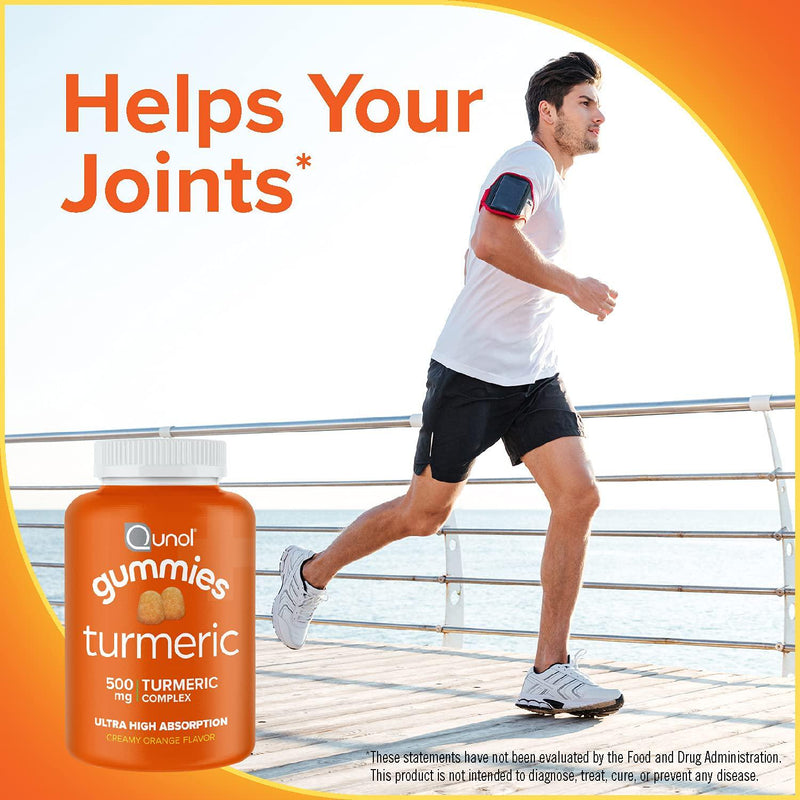 Qunol Turmeric Curcumin Gummies, 500 mg, Delicious Gummy Supplements, Helps Support an Active Lifestyle, 60 ct (2 Pack)